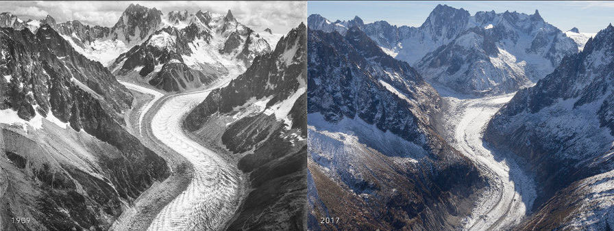 mer de glace avant apres